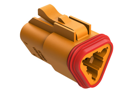 AT06-3S-RD01ORG 3-Way Plug, Black Female Connector with Reduced Diameter Seal (E-Seal), Orange