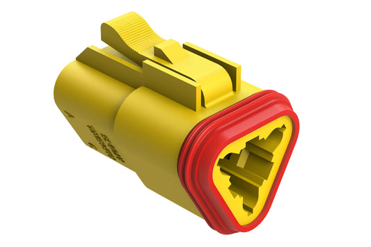 AT06-3S-RD01YEL 3-Way Plug, Black Female Connector with Reduced Diameter Seal (E-Seal), Yellow