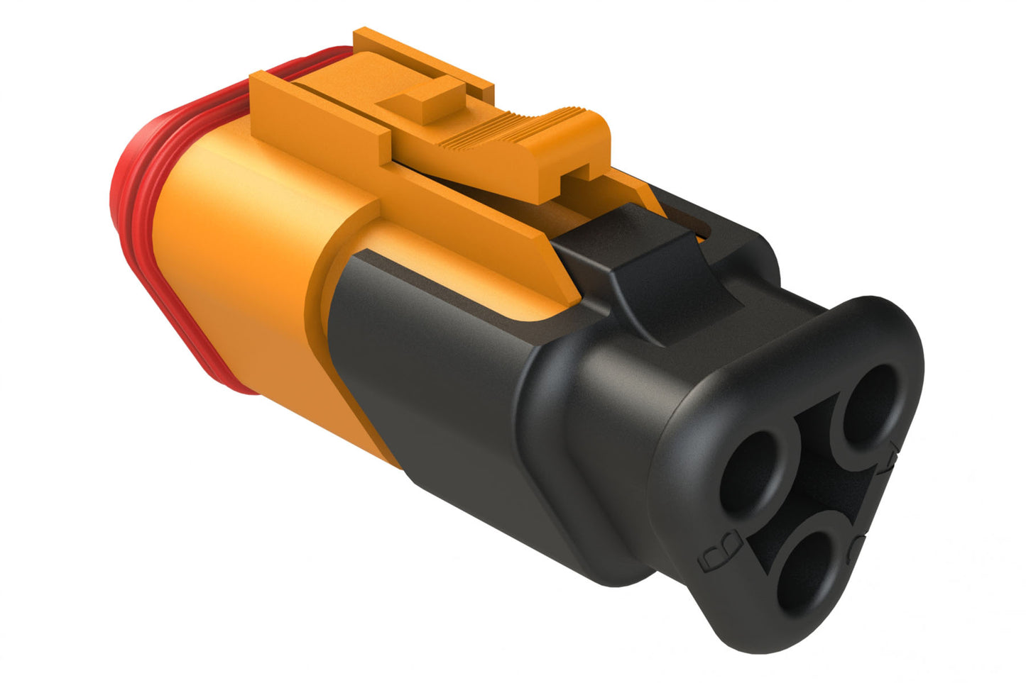 AT06-3S-SR01ORG 3-Way Plug Female Connector with Strain Relief Endcap with Standard Seal, Orange