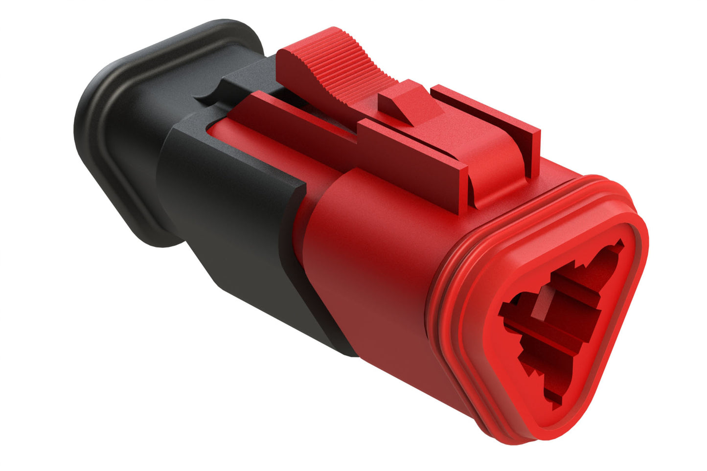 AT06-3S-SR01RED 3-Way Plug Female Connector with Strain Relief Endcap with Standard Seal, Red