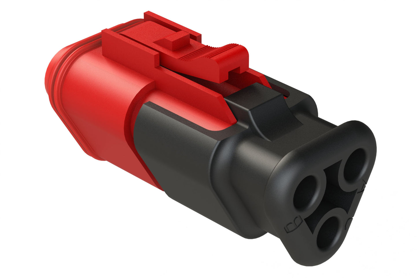 AT06-3S-SR01RED 3-Way Plug Female Connector with Strain Relief Endcap with Standard Seal, Red