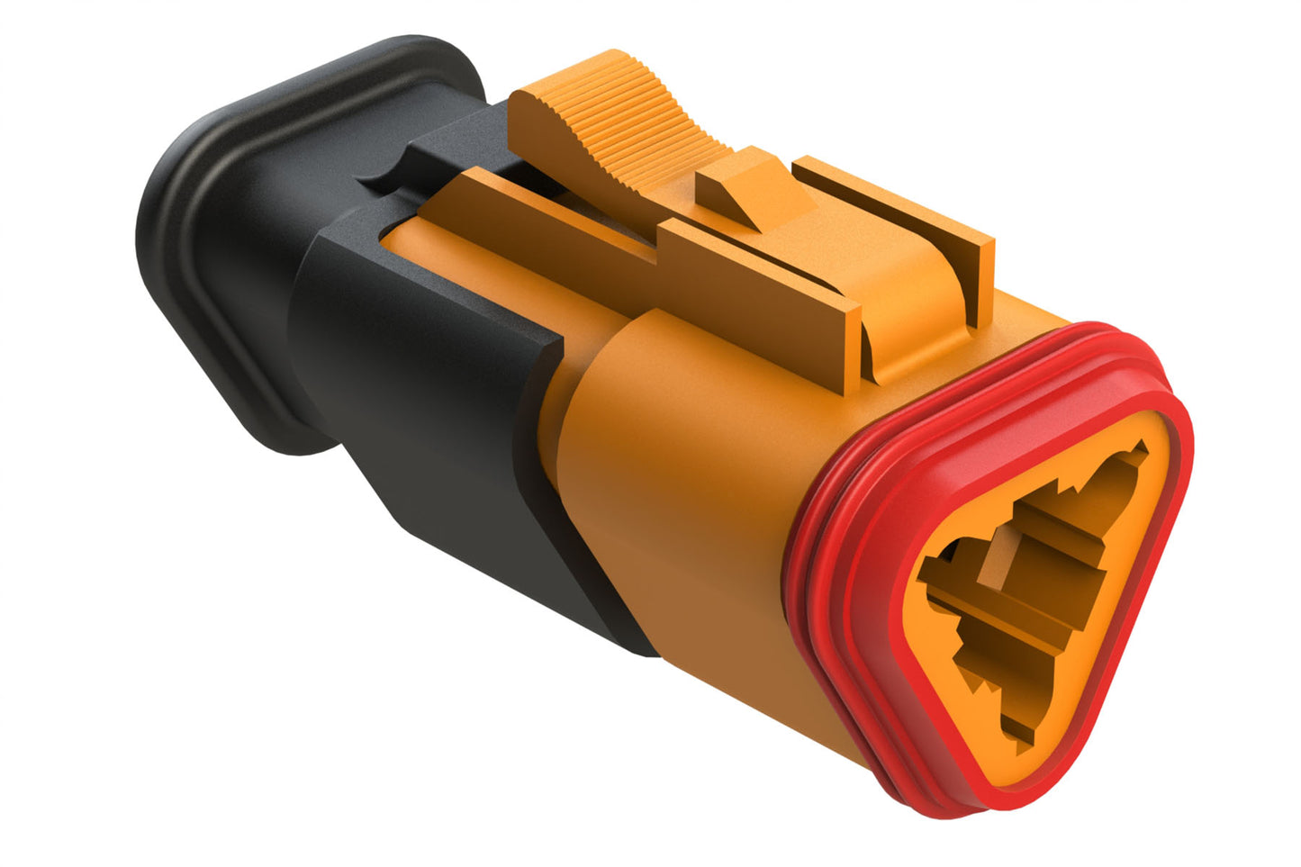 AT06-3S-SR02ORG 3-Way Plug Female Connector with Strain Relief Endcap, and Reduced Seal, Orange