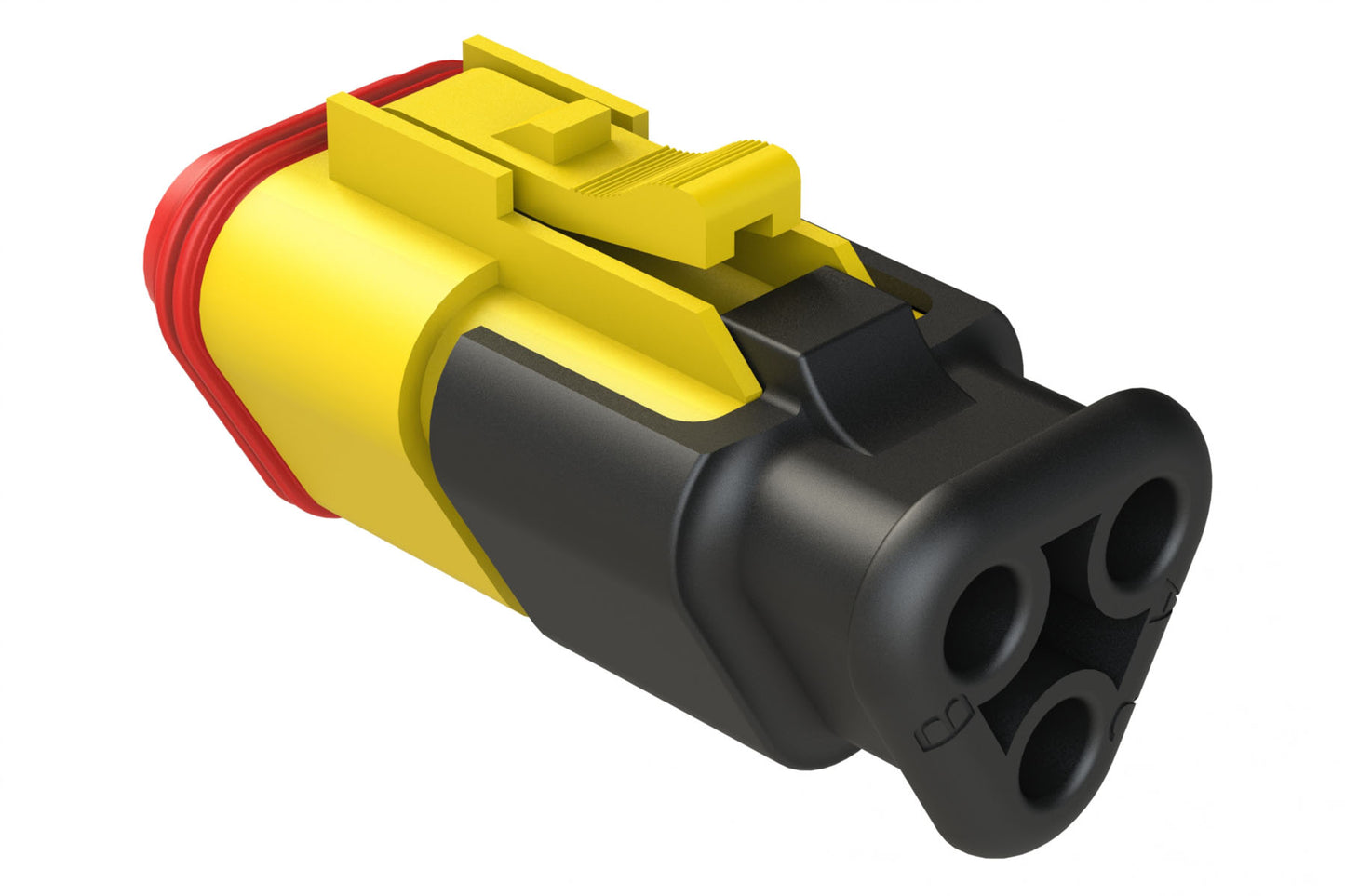 AT06-3S-SR02YEL 3-Way Plug Female Connector with Strain Relief Endcap, and Reduced Seal, Yellow
