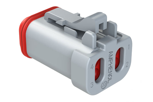 AT06-4S-EC01 4-Way Plug, Female Connector with End Cap, Grey. DT06-4S-E003