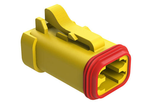 AT06-4S-MM01YEL 4-Way Plug, Female Connector with Reduced Diameter Seal (E-Seal) and End Cap, Yellow