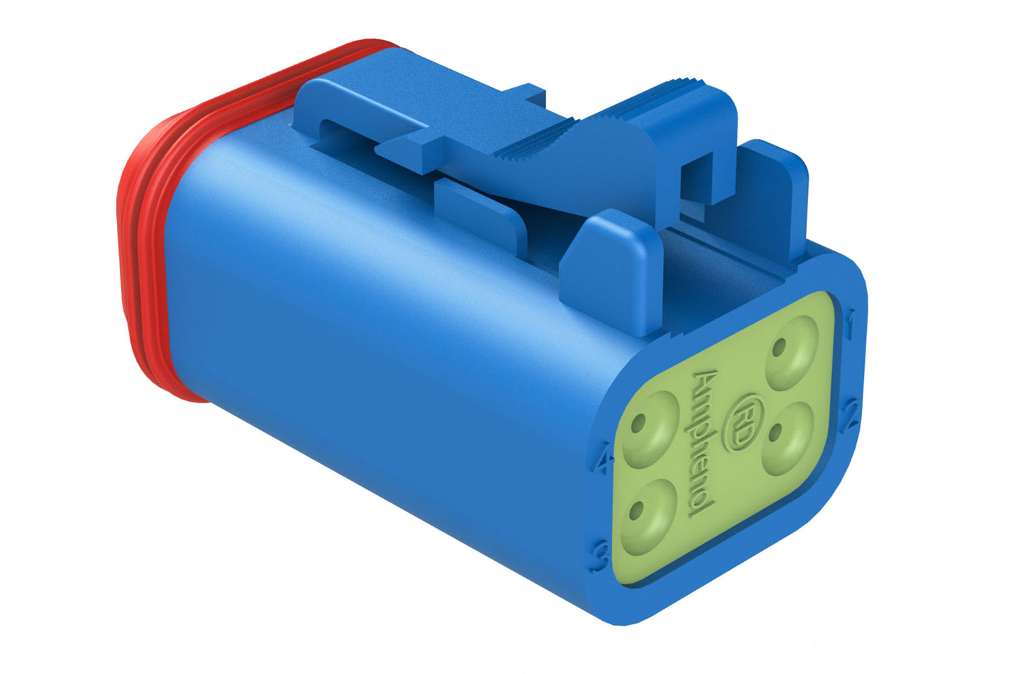 AT06-4S-RD01BLU 4-Way Plug, Black Female Connector with Reduced Diameter Seal (E-Seal), Blue
