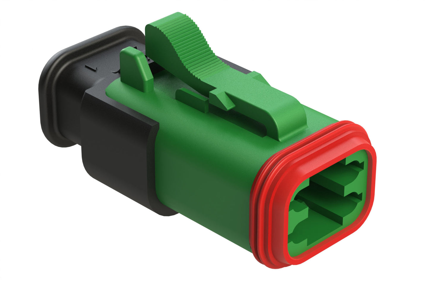AT06-4S-SR01GRN 4-Way Plug Female Connector with Strain Relief Endcap, Standard Seal, Green