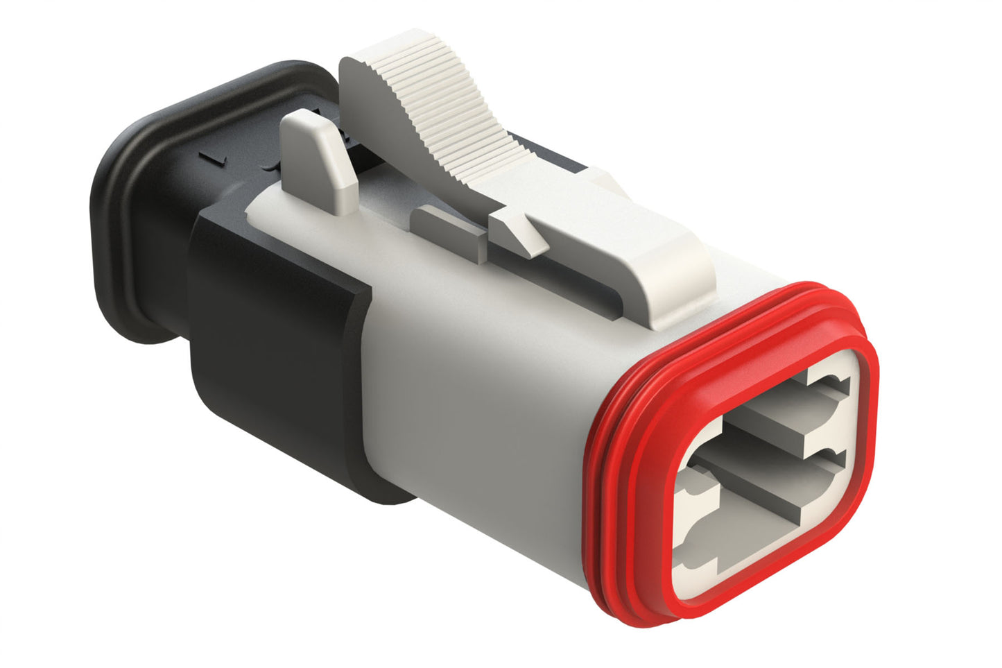 AT06-4S-SR02WHT 4-Way Plug, Female Connector with Reduced Diameter Seal (E-Seal), Strain Relief Endcap, White