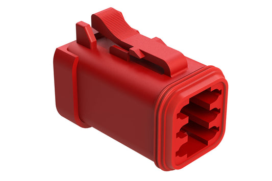 AT06-6S-EC01RED 6-Way Plug, Female Connector with End Cap, Red