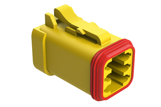 AT06-6S-EC01YEL 6-Way Plug, Female Connector with End Cap, Yellow