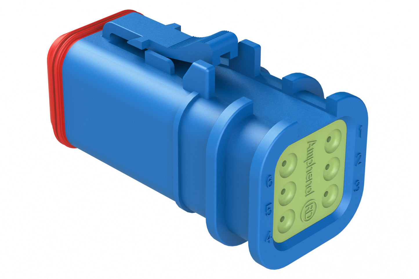 AT06-6S-OMRDBLU 6 Position Overmolded Plug, Socket, Reduced Seal, Blue