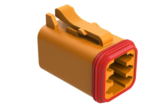 AT06-6S-RD01ORG 6-Way Plug, Black Female Connector with Reduced Diameter Seal (E-Seal), Orange