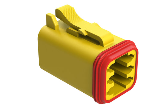AT06-6S-RD01YEL 6-Way Plug, Black Female Connector with Reduced Diameter Seal (E-Seal), Yellow