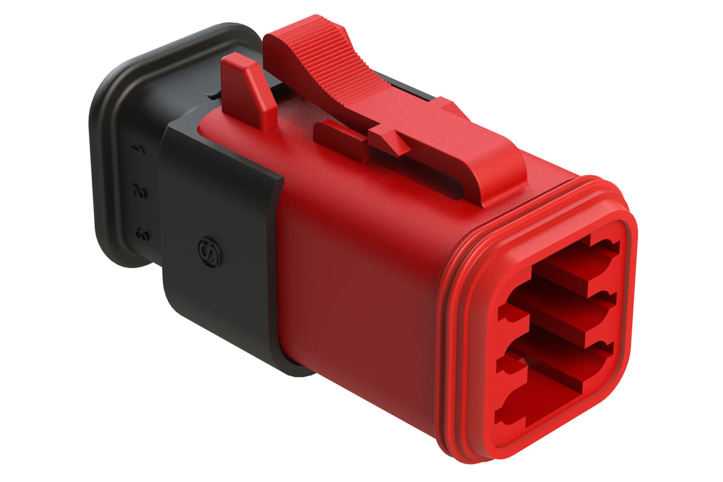 AT06-6S-SR01RED 6-Way Plug Female Connector with Strain Relief Endcap, Standard Seal, Red