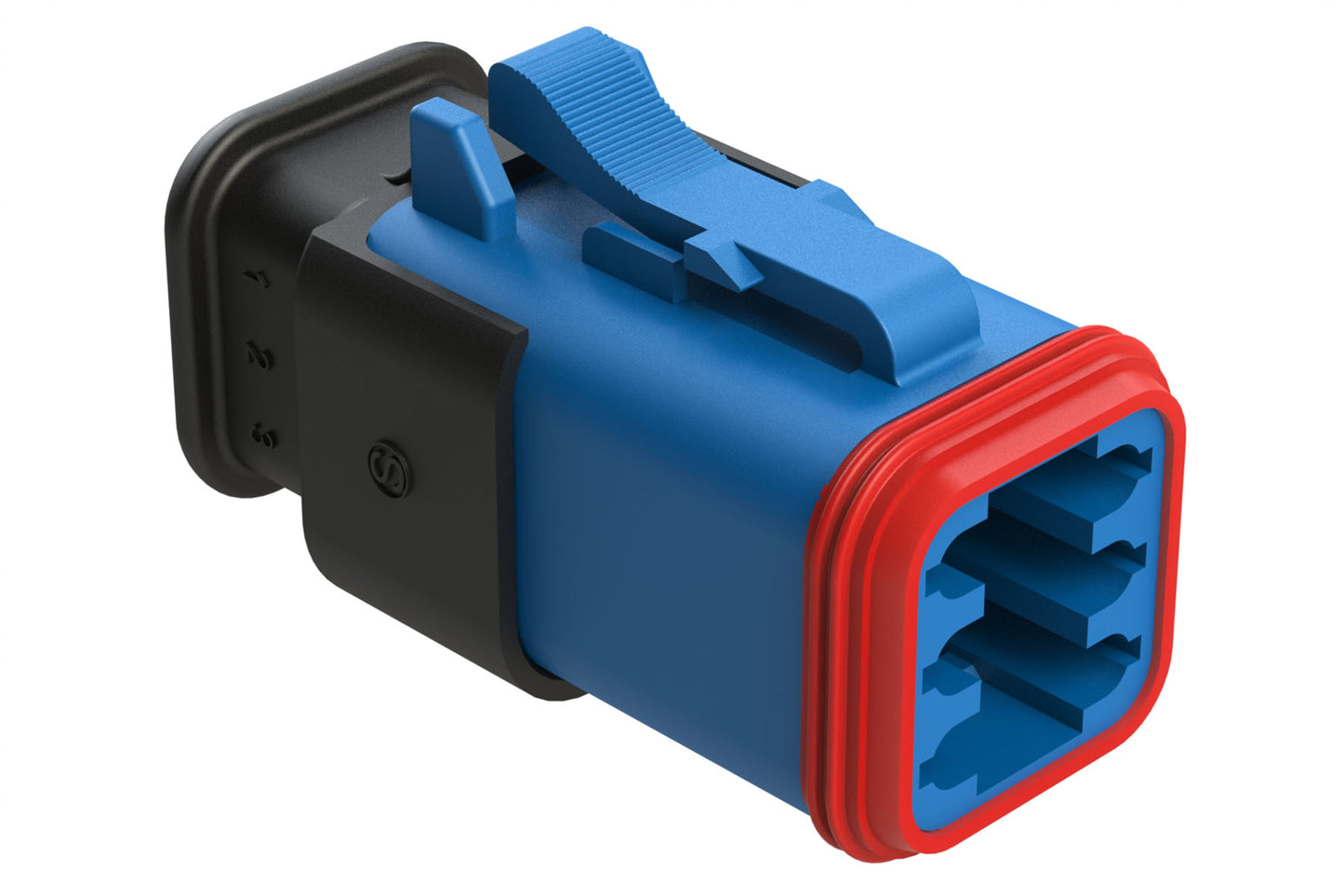 AT06-6S-SR02BLU 6-Way Plug Female Connector with Reduced Diameter Seal, Strain Relief Endcap, Blue