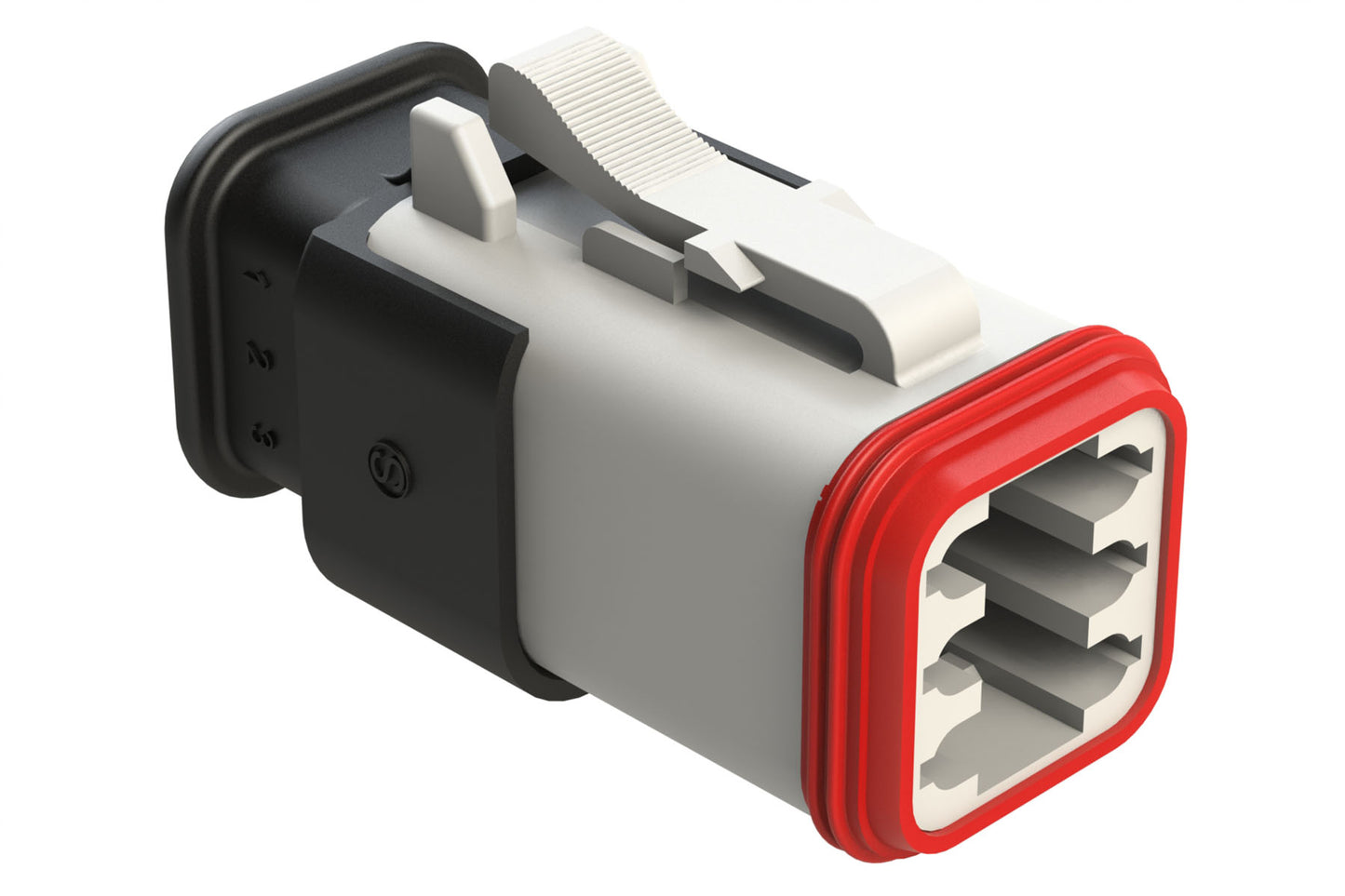 AT06-6S-SR02WHT 6-Way Plug Female Connector with Reduced Diameter Seal, Strain Relief Endcap, White