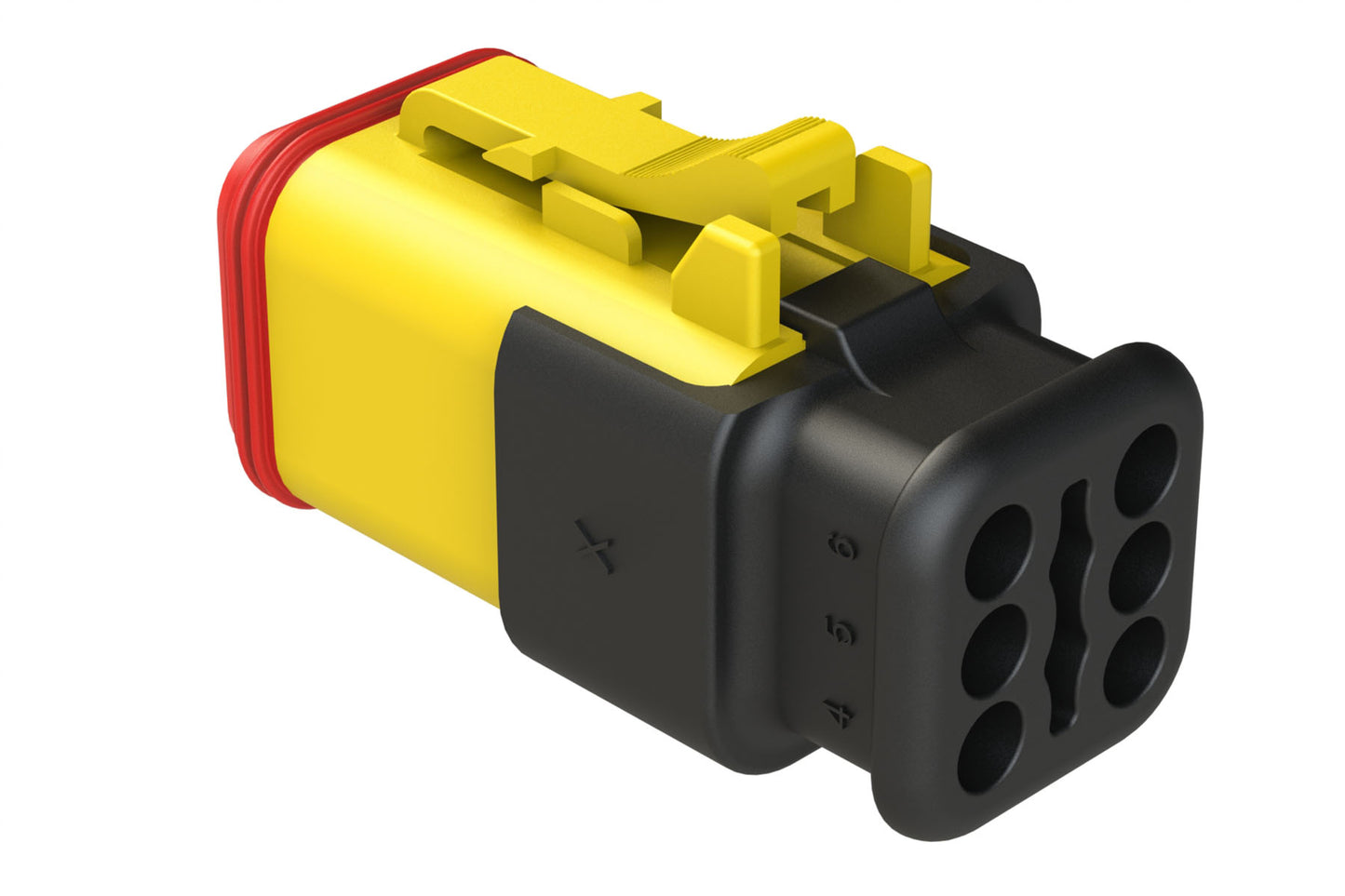 AT06-6S-SR02YEL 6-Way Plug Female Connector with Reduced Diameter Seal, Strain Relief Endcap, Yellow