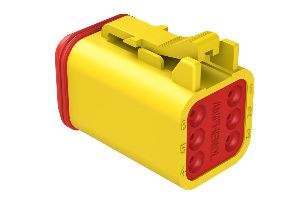 AT06-6S-YEL 6-Way Plug, Female Connector, Yellow – Amphenol Australia