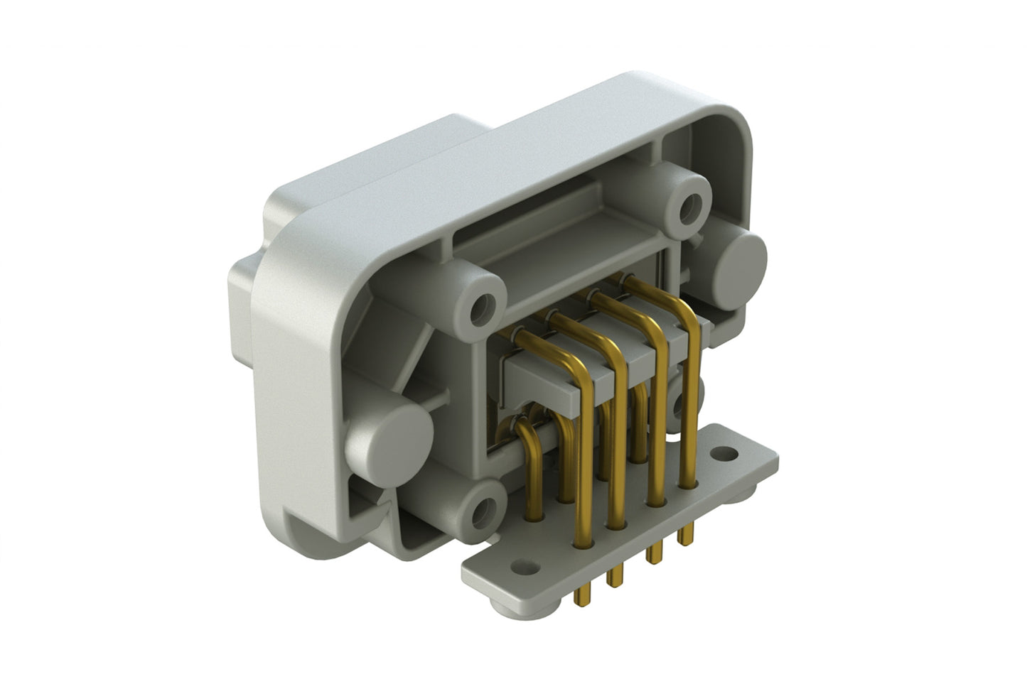 AT13-08PA-BM02 8 Position Right Angle Flange Mount PCB Receptacle, Potted, Grey, Gold Plated Contacts Included. Keyed A