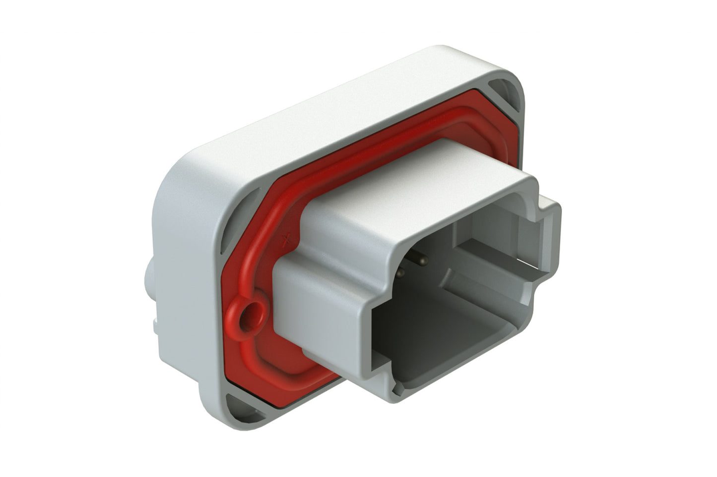 AT13-08PA-BM04 8 Position Right Angle Flange Mount PCB Receptacle, Potted, Grey, Tin Plated Contacts Included. Keyed A