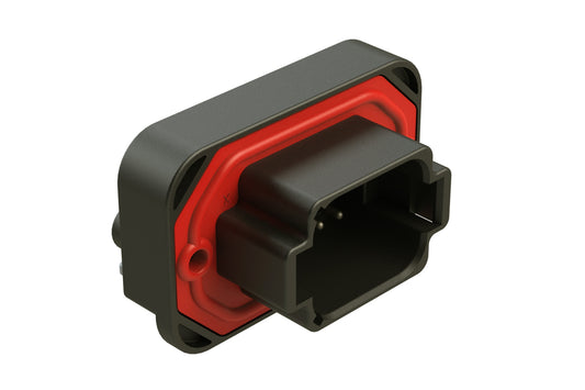 AT13-08PB-BM03 8 Position Right Angle Flange Mount PCB Receptacle, Black, Tin Plated Contacts Included. Keyed B. DT13-08PB