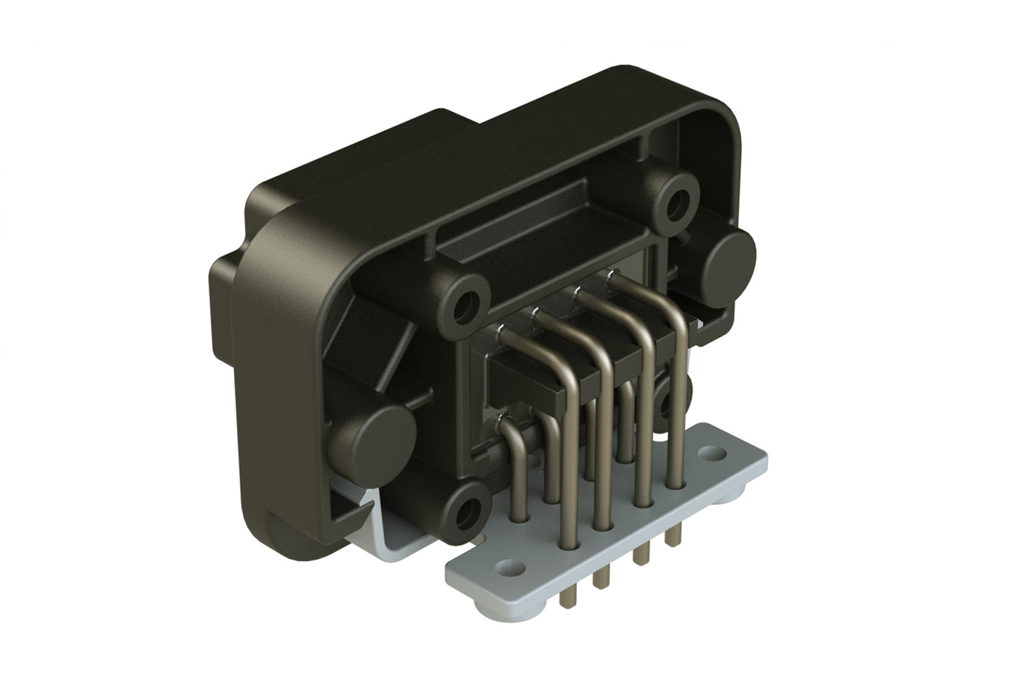 AT13-08PB-BM04 8 Position Right Angle Flange Mount PCB Receptacle, Potted, Black, Tin Plated Contacts Included. Keyed B