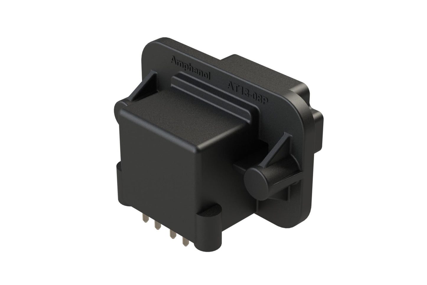 AT13-08PB-BM05CP 8 Position 90° Flange Mount PCB Receptacle, B Key, Tin Plated Contacts Included