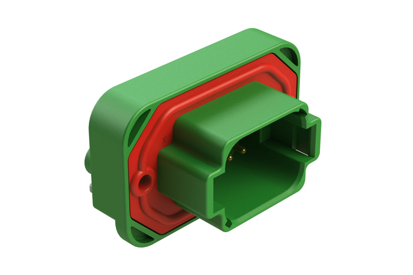 AT13-08PC-BM01 8 Position Right Angle Flange Mount PCB Receptacle, Green, Gold Plated Contacts Included. Keyed C
