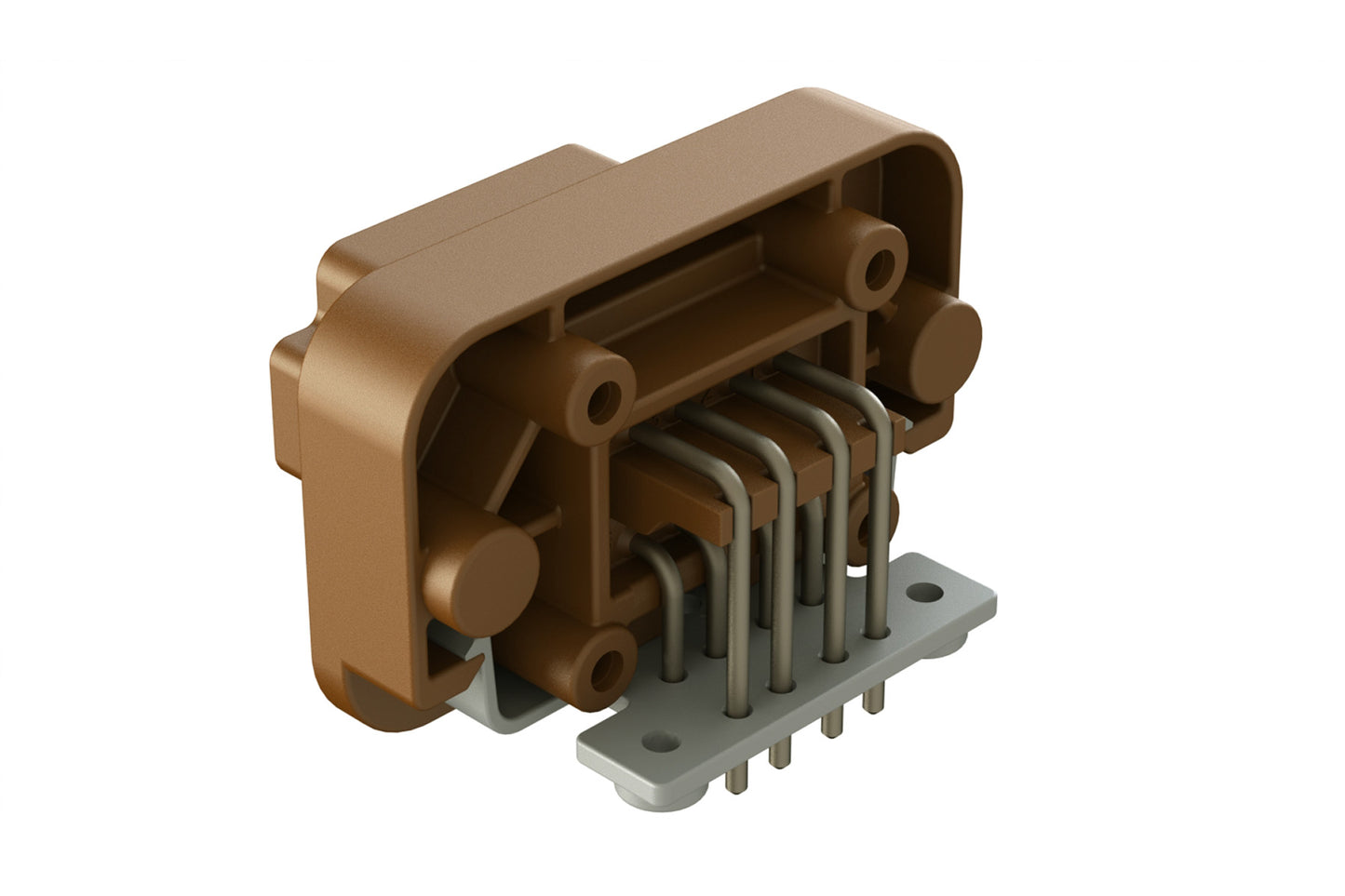 AT13-08PD-BM03 8 Position Right Angle Flange Mount PCB Receptacle, Brown, Tin Plated Contacts Included. Keyed D. DT13-08PD