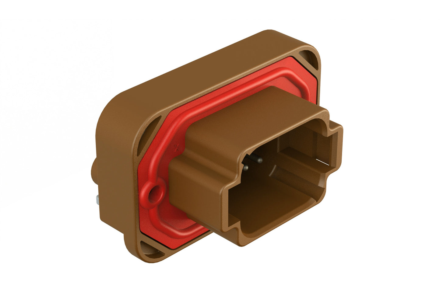 AT13-08PD-BM04 8 Position Right Angle Flange Mount PCB Receptacle, Potted, Brown, Tin Plated Contacts Included. Keyed D
