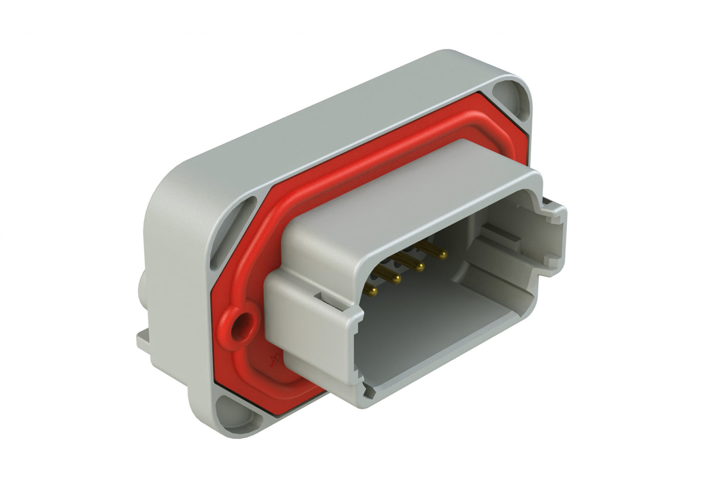 AT13-12PA-BM02 12 Position Right Angle Flange Mount PCB Receptacle, Potted, Grey, Gold Plated Contacts Included. Keyed A