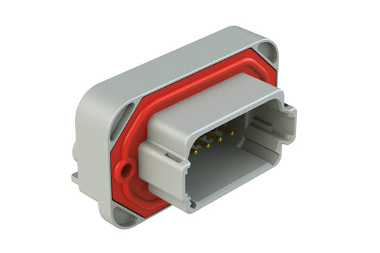AT13-12PA-BM02 12 Position Right Angle Flange Mount PCB Receptacle, Potted, Grey, Gold Plated Contacts Included. Keyed A