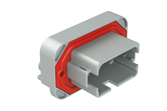 AT13-12PA-BM17 12 Position Right Angle Flange Mount PCB Receptacle, Potted, Grey, Tin Plated Contacts Included. Keyed A, Extended Length Shroud
