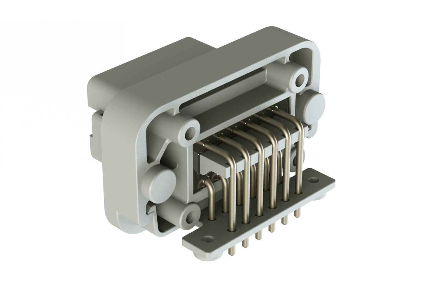 AT13-12PA-BM18 12 Position Right Angle Flange Mount PCB Receptacle, Potted, Grey, Tin Plated Contacts Included. Keyed A, Extended Length Shroud