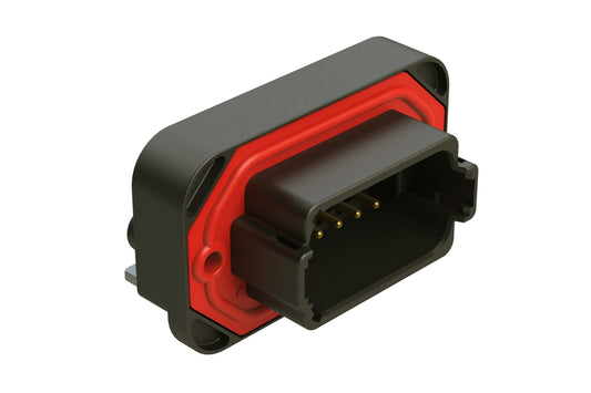 AT13-12PB-BM02 12 Position Right Angle Flange Mount PCB Receptacle, Potted, Black, Gold Plated Contacts Included. Keyed B