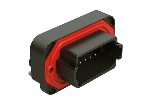 AT13-12PB-BM03 12 Position Right Angle Flange Mount PCB Receptacle, Black, Tin Plated Contacts Included. Keyed B. DT13-12PB
