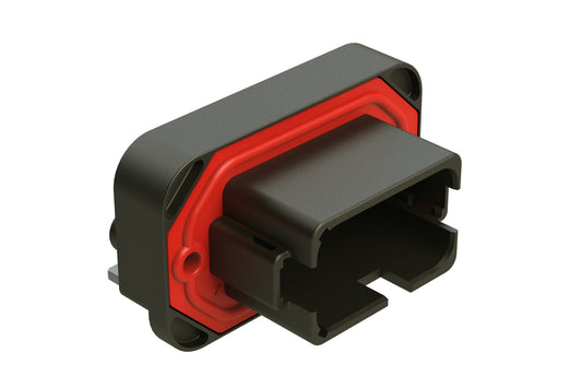 AT13-12PB-BM16 12 Position Right Angle Flange Mount PCB Receptacle, Black, Tin Plated Contacts Included. Keyed B. DT13-12PB-B016