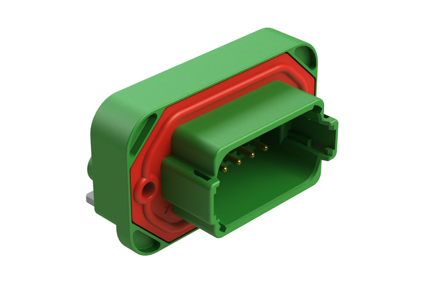 AT13-12PC-BM02 12 Position Right Angle Flange Mount PCB Receptacle, Potted, Green, Gold Plated Contacts Included. Keyed C