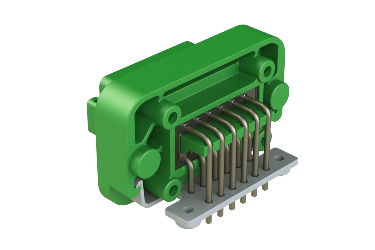 AT13-12PC-BM04 12 Position Right Angle Flange Mount PCB Receptacle, Potted, Green, Tin Plated Contacts Included. Keyed C