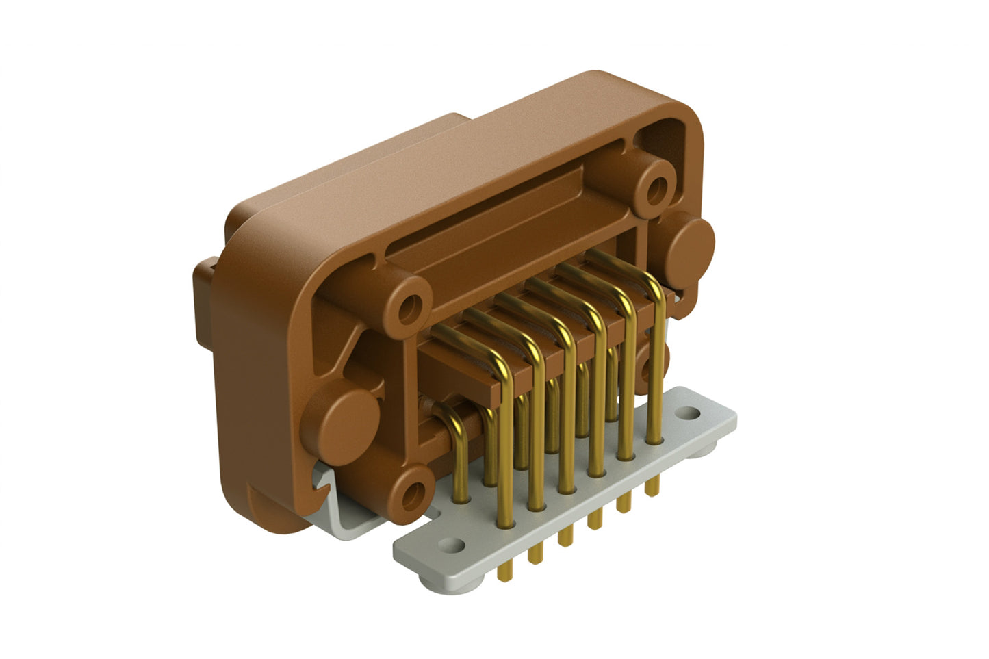 AT13-12PD-BM01 12 Position Right Angle Flange Mount PCB Receptacle, Brown, Gold Plated Contacts Included. Keyed D. DT13-12PD-G003