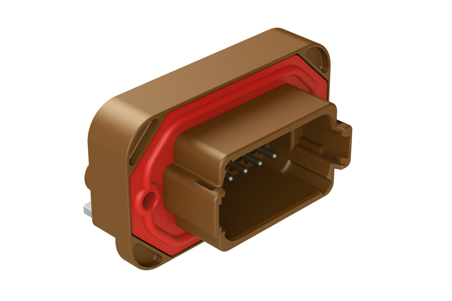 AT13-12PD-BM03 12 Position Right Angle Flange Mount PCB Receptacle, Brown, Tin Plated Contacts Included. Keyed D. DT13-12PD