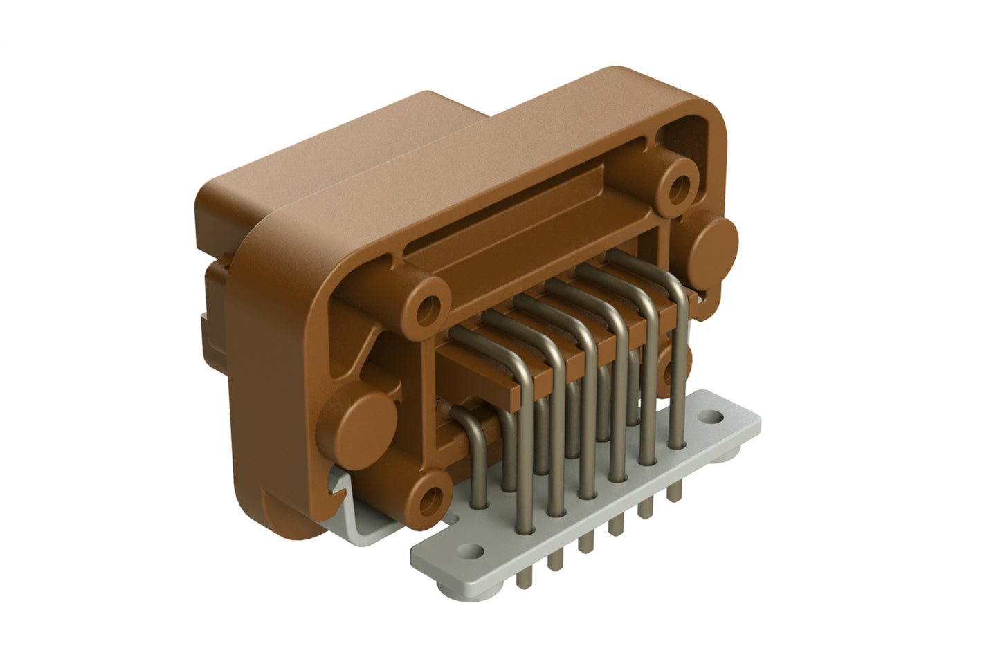 AT13-12PD-BM18 12 Position Right Angle Flange Mount PCB Receptacle, Brown, Tin Plated Contacts Included. Keyed D. DT13-12PD-B016