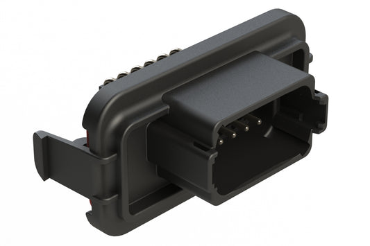AT13-12PD-SBH03 12 Position PCB Receptacle Header, Flange Mount, Right Angle, Size 16 Pin Contacts, Keyed D, Nickel/Tin Plating, Black.  Use with Armor IPX™ Small Enclosures, AT Connectors