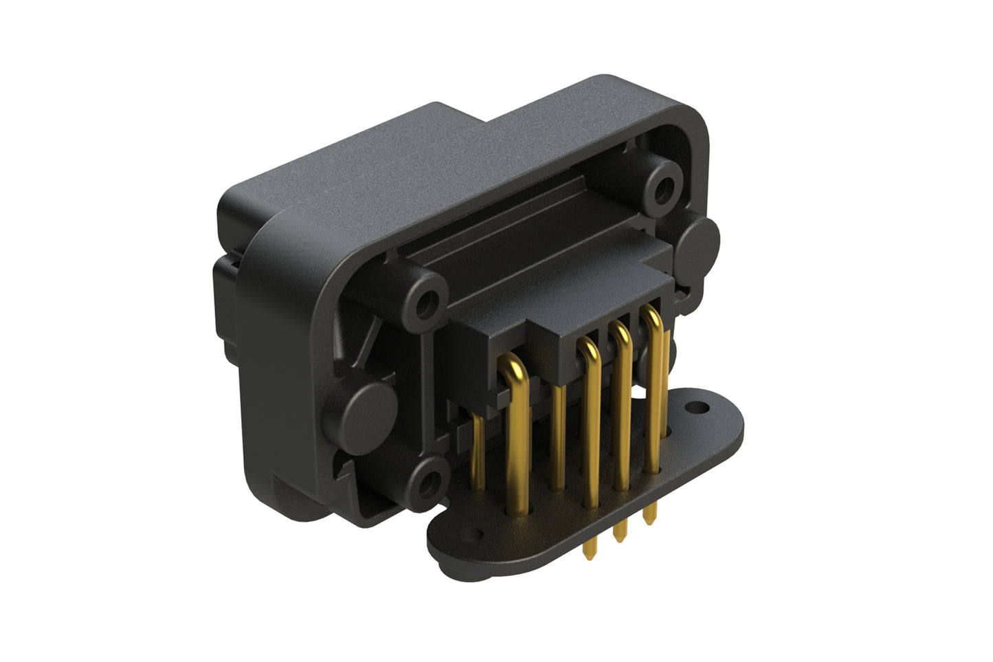 AT13-1612PB-BM02 13 Position PCB Receptacle with Flange, 90° Right Angle, Gold Plated, Self-Threading, Gasket, Potted, Black