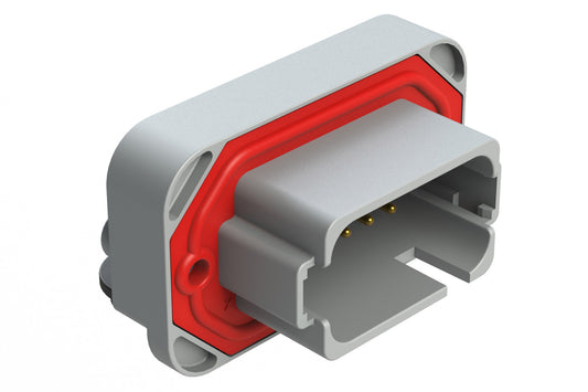 AT13-18PA-BM01GY 18 Position, Right Angle Flange Mount PCB Receptacle, Gold Plated Contacts Included, Keyed A, Grey