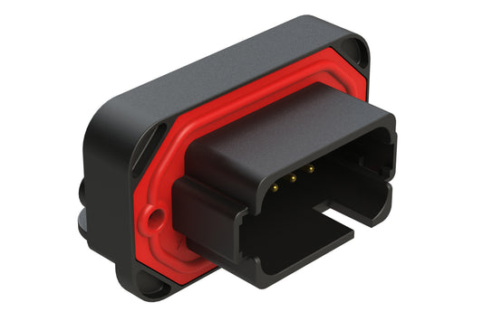 AT13-18PA-BM02BK 18 Position, Right Angle Flange Mount PCB Receptacle, Gold Plated Contacts Included, Potted, Keyed A, Black