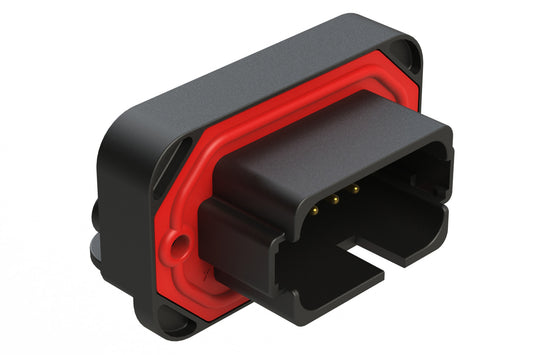 AT13-18PB-BM02BK 18 Position, Right Angle Flange Mount PCB Receptacle, Gold Plated Contacts Included, Potted, Keyed B, Black