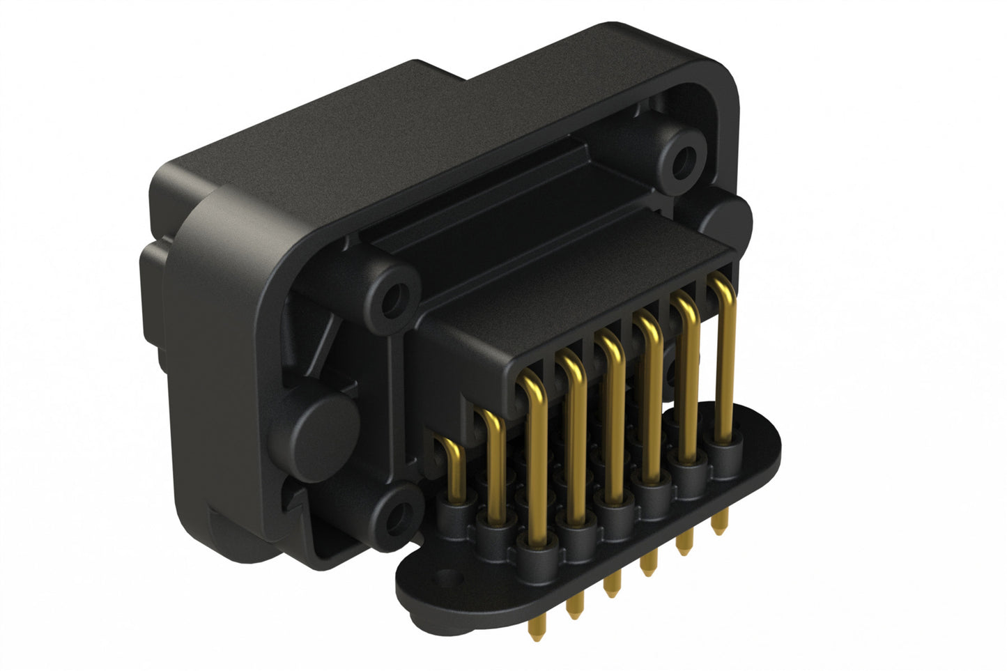 AT13-18PC-BM02BK 18 Position, Right Angle Flange Mount PCB Receptacle, Gold Plated Contacts Included, Potted, Keyed C, Black
