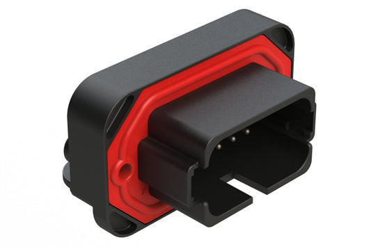 AT13-18PC-BM04BK 18 Position, Right Angle Flange Mount PCB Receptacle, Tin Plated Contacts Included, Potted, Keyed C, Black