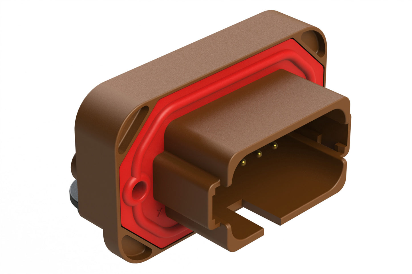 AT13-18PD-BM02BN 18 Position, Right Angle Flange Mount PCB Receptacle, Gold Plated Contacts Included, Potted, Keyed D, Brown